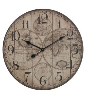 Reloj Pared Mapamundi Madera 60x8x60 - Rejoj redondo de pared con Mapamundi, números y minutero negros.Medidas: 60x8x60 cmReferencia: 7879 - 29,00 €