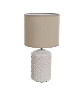 Lámpara Sobremesa Prudence Beige Geométricos 19x19x35 - Lámpara de mesa de cerámica color beige con base blanca.    ✓ Material: cerámica.    ✓ Medidas: 19 x 19 x 35 cm.    ✓ Peso: 1. 33 kg.Referencia: 9837 - 25,00 €
