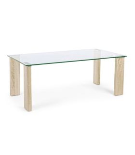 Mesa de comedor rectangular 160 efecto madera con pata metálica blanca  Laina