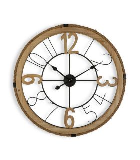 Reloj Pared Madera Marco Marrón Cuerda 70x4.5x70 - Reloj de pared redondo de madera color marrón con marco de cuerda y minutero de metal negro.✓ Material: mdf , metal, cristal.✓ Color: marrón, negro.✓ Altura: 70 cm.✓ Fondo: 4,5 cm.✓ Ancho: 70 cm.✓ Peso: 4 kg.Referencia: 19049 - 99,00 €