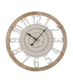 Reloj Pared Redondo Mandala Blanco Madera Marrón 55x5x55 - Reloj de pared redondo mandala de madera color blanco y marco marrón.✓ Material: mdf.✓ Color: blanco, marrón.✓ Altura: 55 cm.✓ Fondo: 5 cm.✓ Ancho: 55 cm.✓ Peso: 4 kg.Referencia: 19038 - 65,00 €