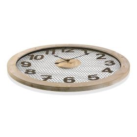 Reloj Pared Malla Metal Negra Madera Natural 70x4.5x70